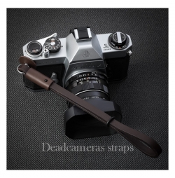 DEADCAMERAS TRACOLLA A MANO IN PELLE MARRONE PER FOTOCAMERE MIRROLESS