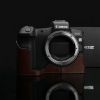 GARIZ HALF CASE- In Pelle Marrone Per Canon Eos R
